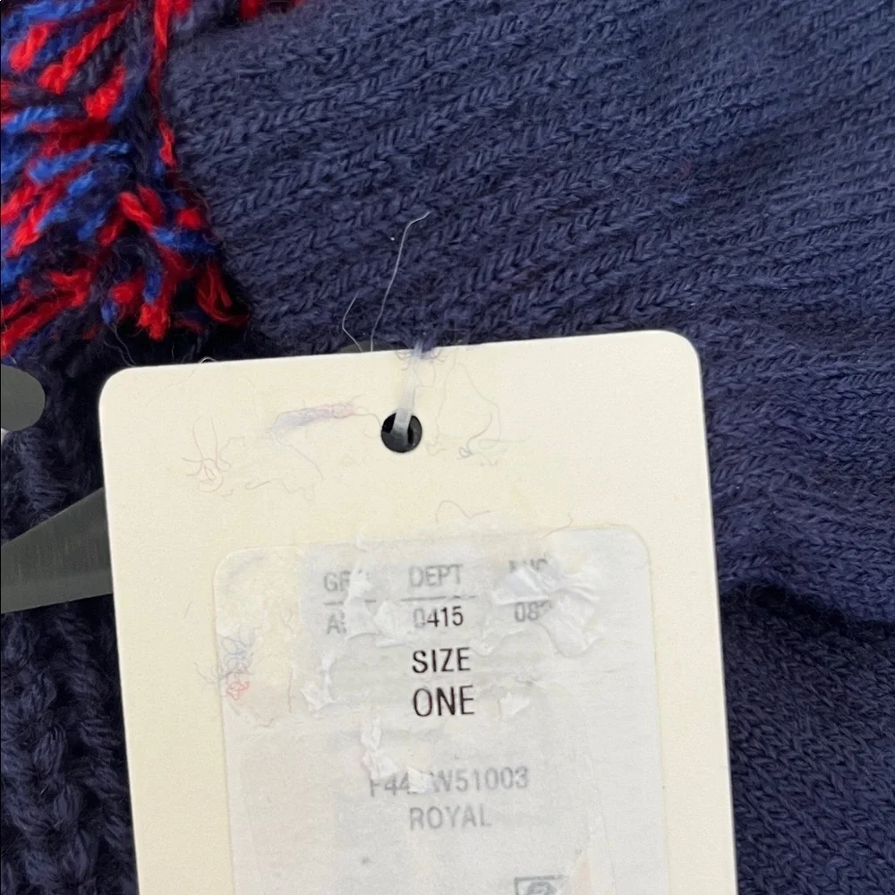 Pendleton Kids' Navy and Red Pom-Pom Hat with Mittens